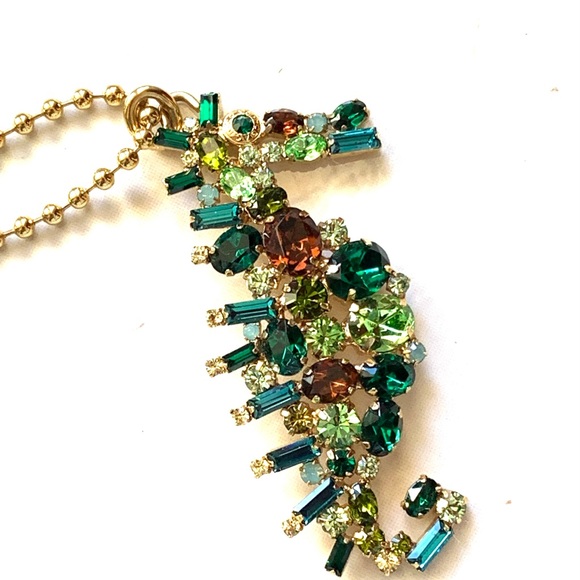 Coach multi-colored Seahorse necklace gold chain - Picture 2 of 5